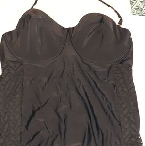 Black One Piece Swimsuit with Lace Siding
